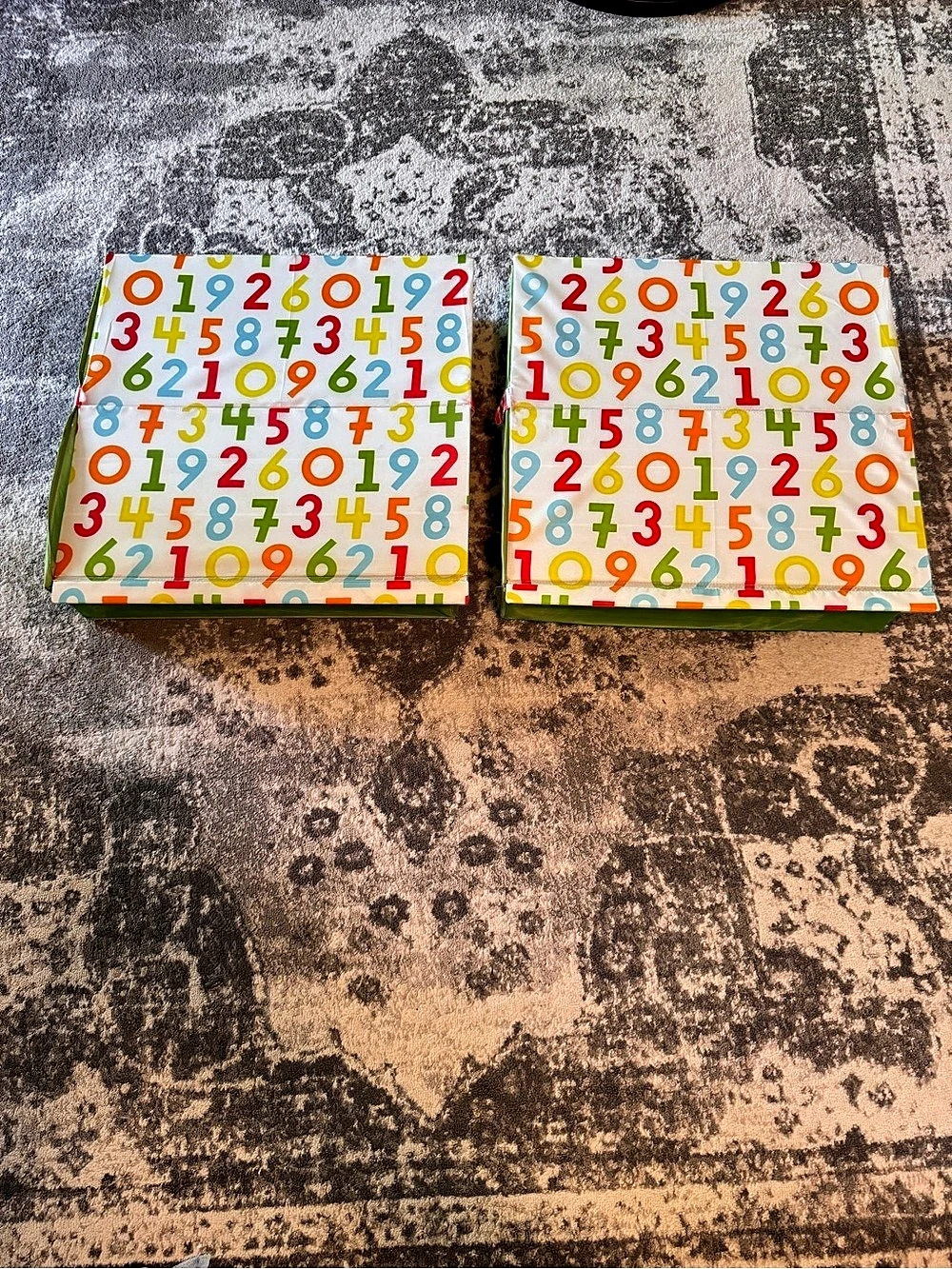 IKEA KUSINER Storage Bins Boxes Green Numbers Set of 2